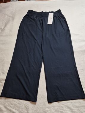 CRZ YOGA Black Elastic Waist Wide-Leg Pants